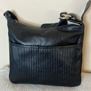 Lewis Vintage Black Leather Shoulder Bag